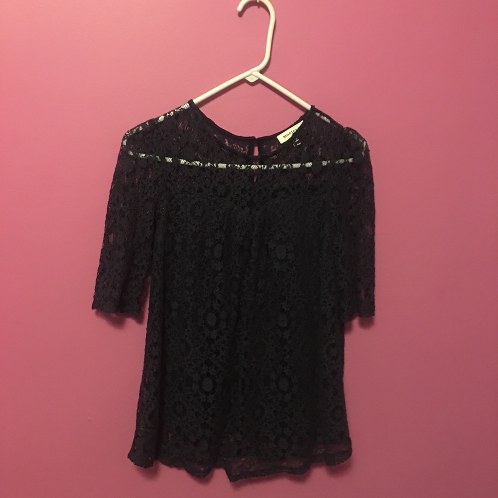 navy crocheted top